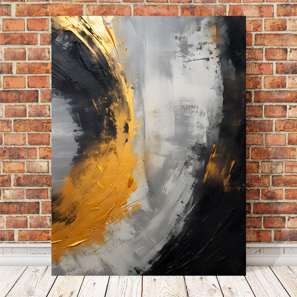 Stunning Abstract - Black Gold Shapes 1 Wall Art for Modern Interiors