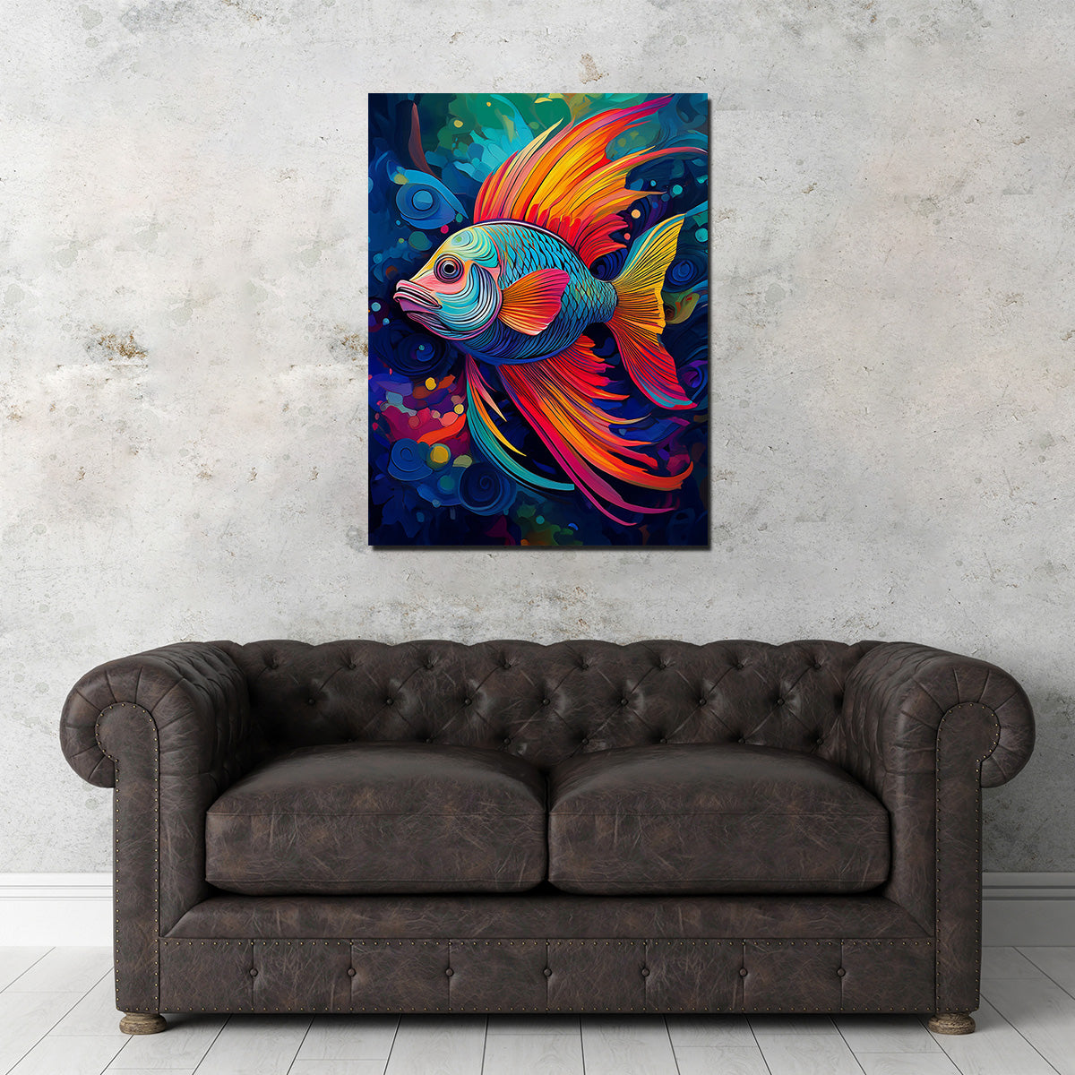 Stunning Abstract Fish Modern Art Wall Decor for Home
