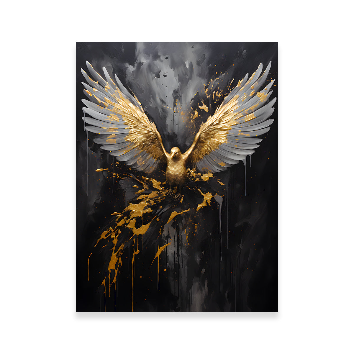 Stunning Abstract Black Gold Eagle 4 Wall Art for Home Decor