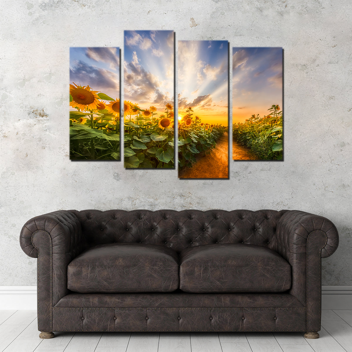 Gorgeous Path Through the Sunflower Field Wall Art by Melanie Viola