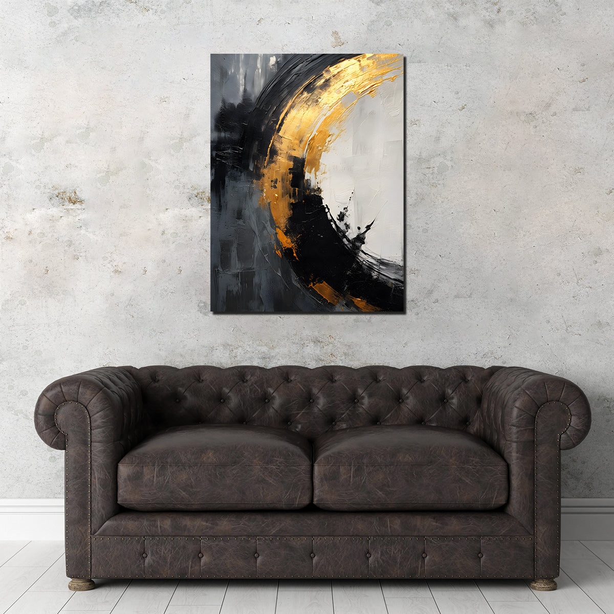 Abstract Wall Art - Stunning Black Gold Shapes 2 Design