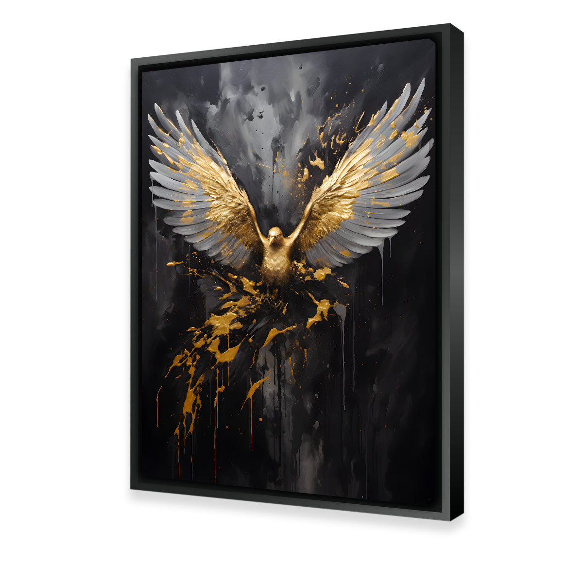 Stunning Abstract Black Gold Eagle 4 Wall Art for Home Decor