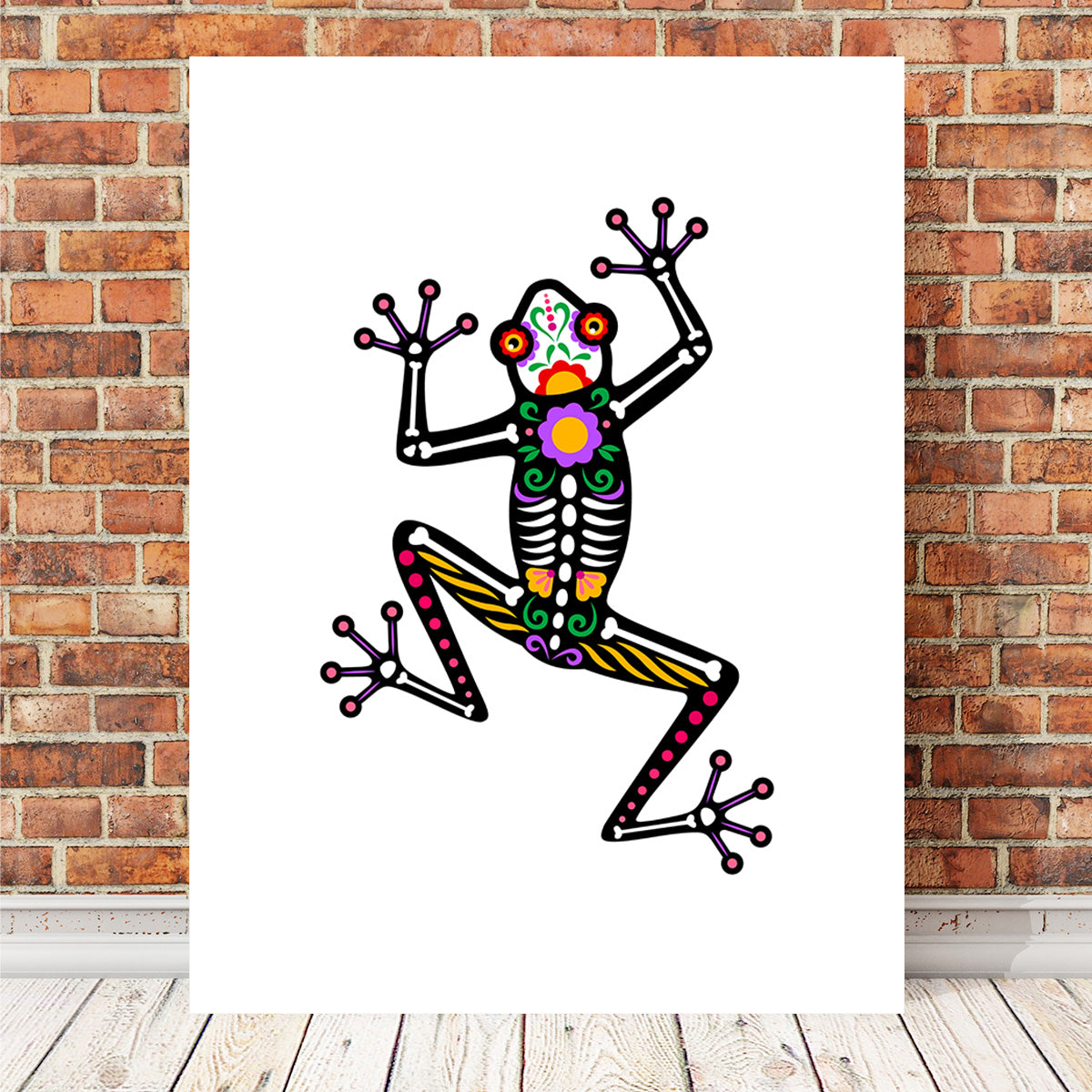 Exquisite Day of the Dead Frog Skeleton Wall Art for Stunning Home Decor