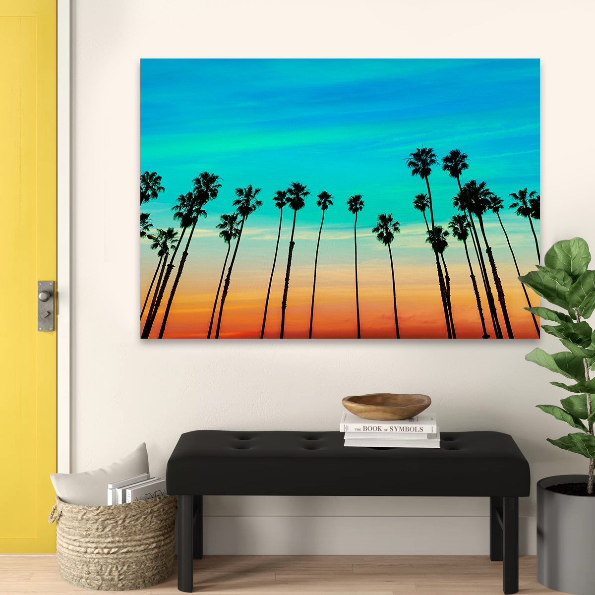 Gorgeous Palm Tree Sunset Santa Barbara Wall Art for Stunning Home Decor