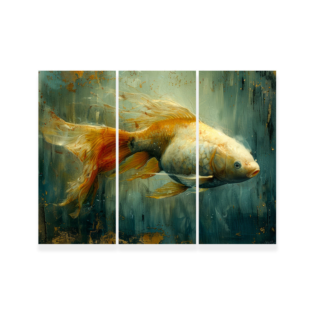 Stunning Golden Koi Fish Wall Art for Elegant Home Decor