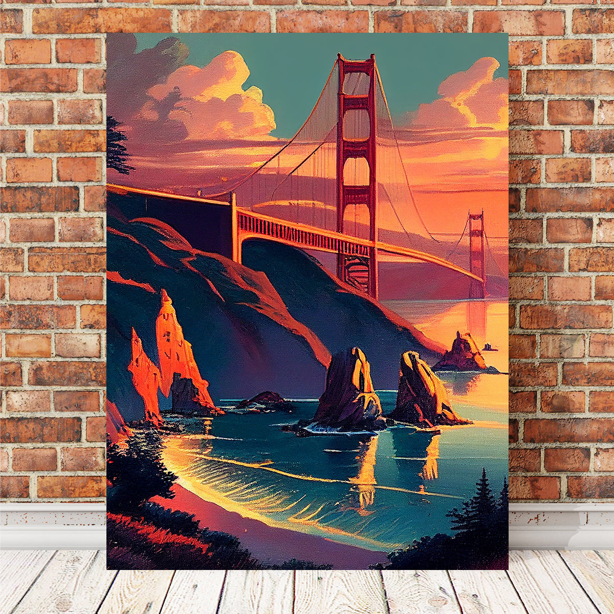 Stunning Golden Gate Bridge at Sunset Wall Art - A Must - Have Decor Piece