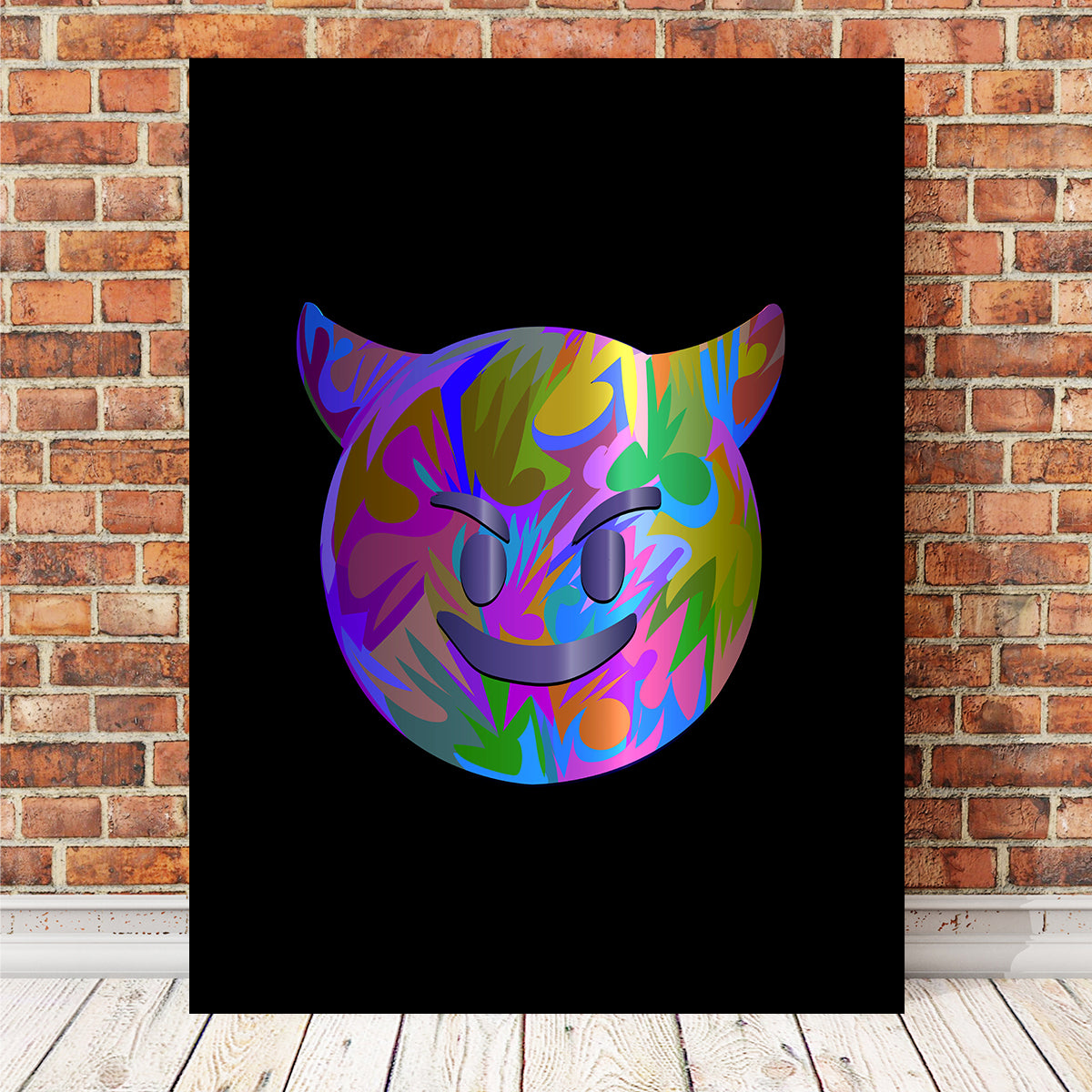 Striking Devil Emoji Black Wall Art for Trendy Decor
