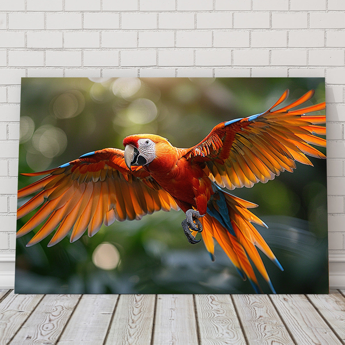 Stunning Scarlet Macaw in Flight Wall Art for Home Decor