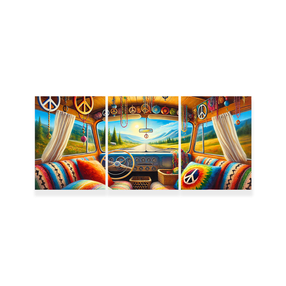 Vibrant Hippie Van Interior Wall Art for Stunning Decor