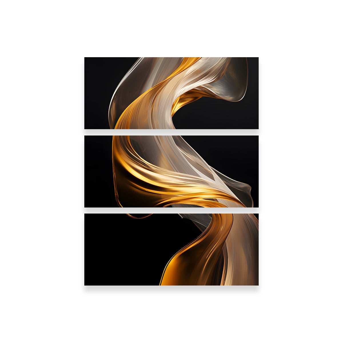 Stunning Abstract White Gold Waves 2 Wall Art for Elegant Decor