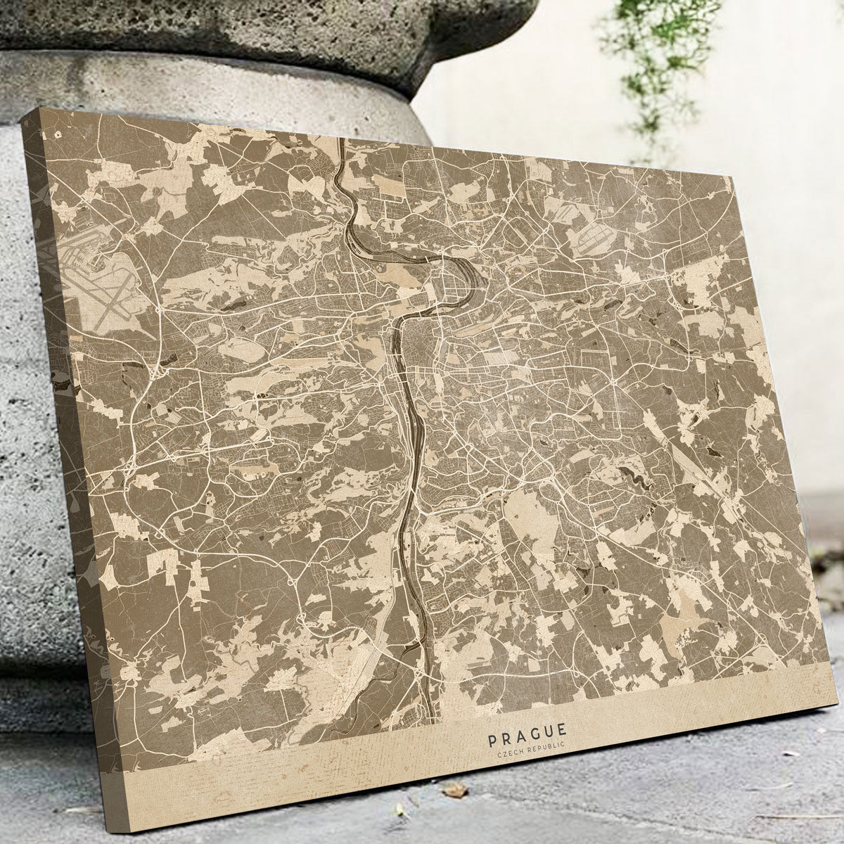 Prague Map Wall Art - Stunning Handmade Canvas Print