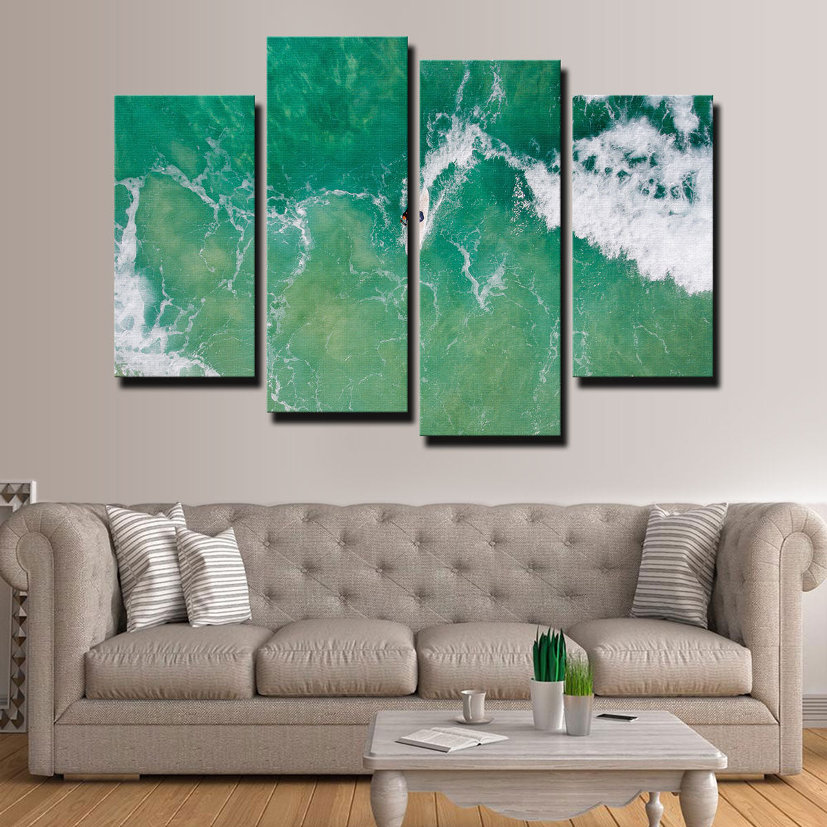 Stunning Green Surf Wall Art by Karolis Janulis