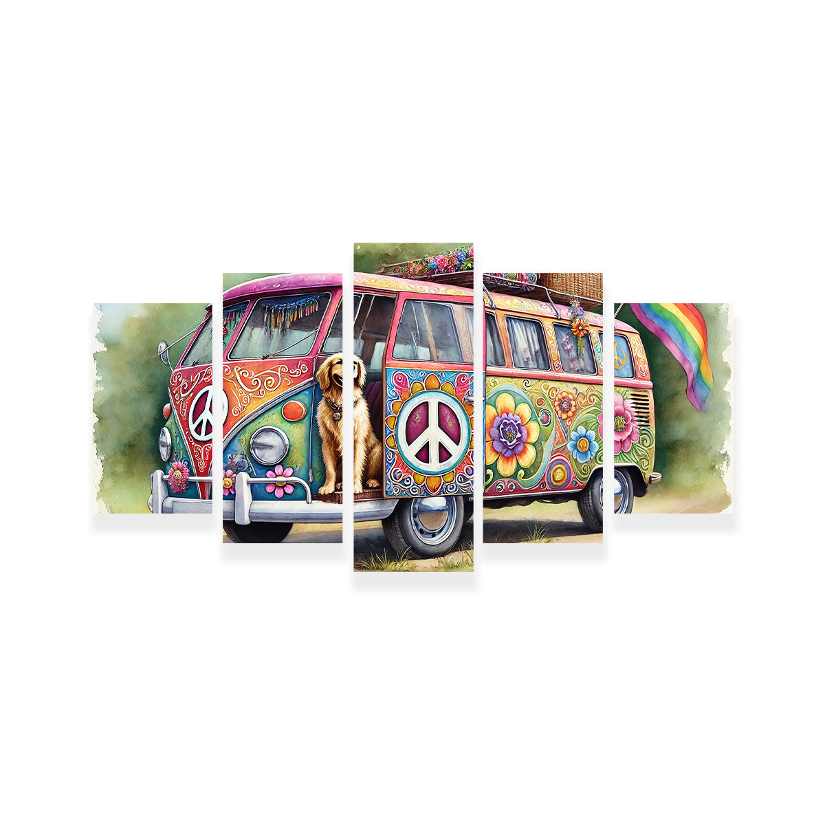 Charming Hippie Van with a Dog Wall Art for a Unique Home Decor