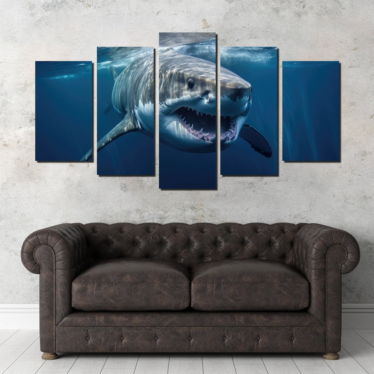Stunning Great White Close - up Wall Art for Striking Home Decor