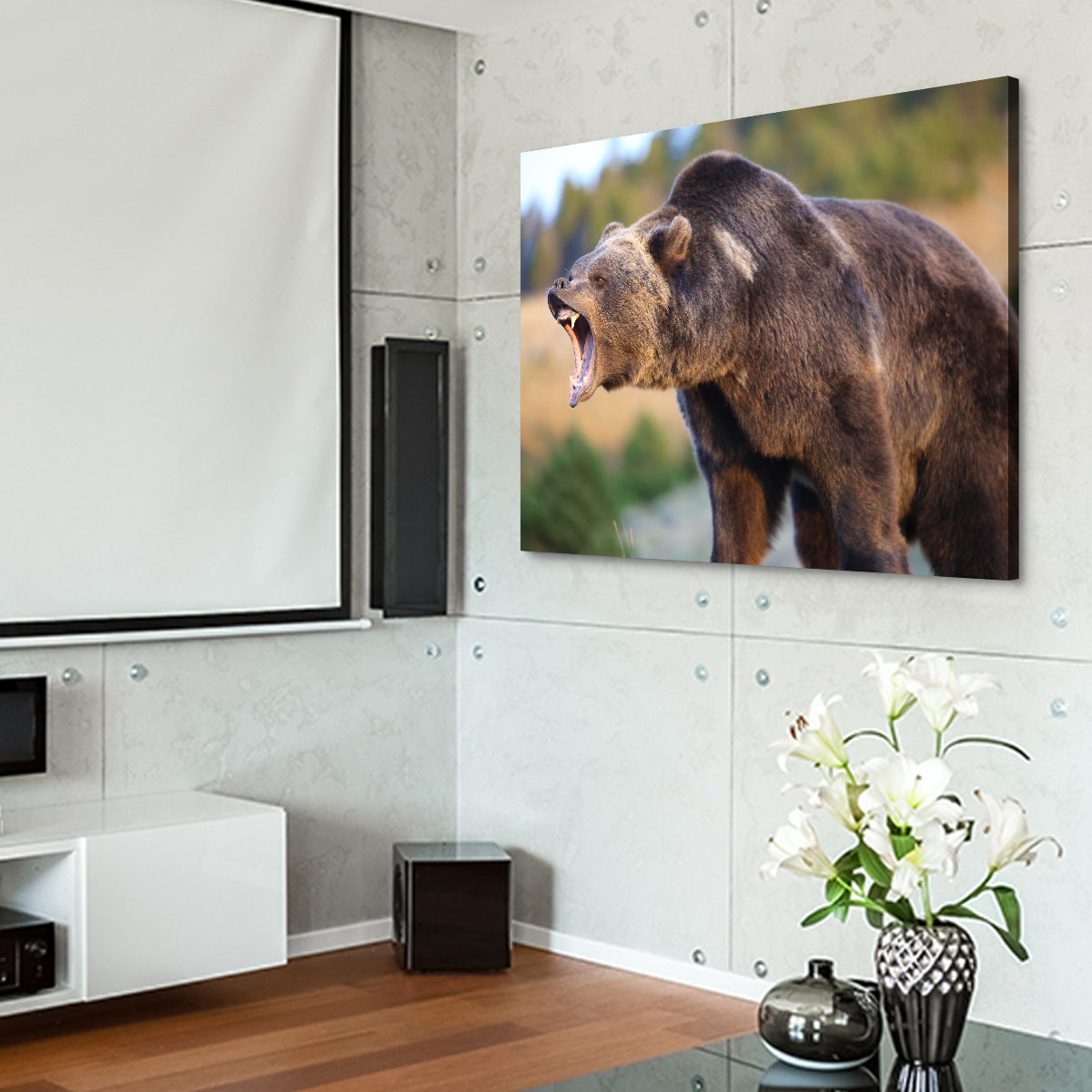 Stunning Grizzly Bear Growling Wall Art for Your Home Decor