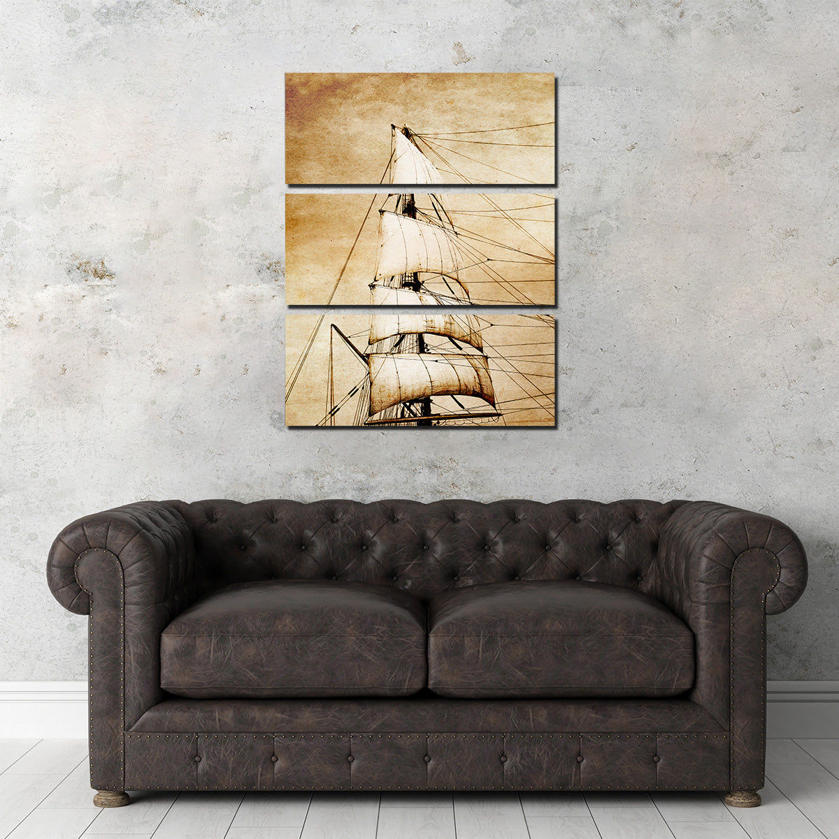 Exquisite Sails on Old Paper Wall Art for Home Decor