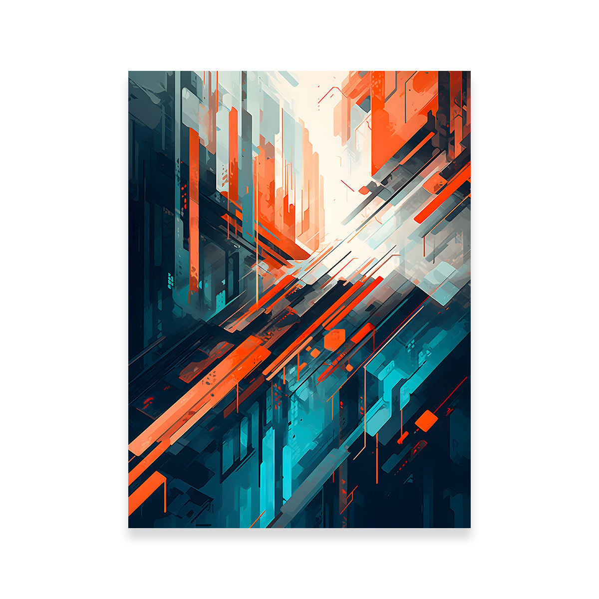 Stunning Abstract - Blue Orange Shapes Wall Art for Your Home Decor