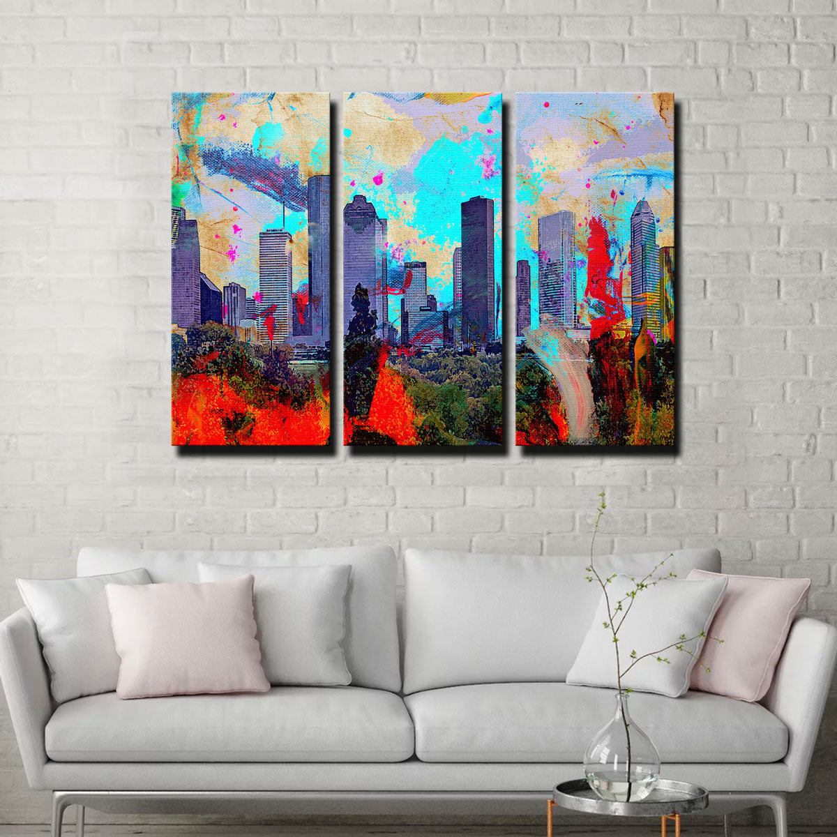 Stunning Abstract Houston Skyline Wall Art for Striking Home Decor