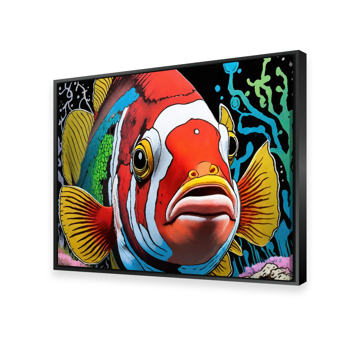 Vibrant Clown Fish Graffiti Wall Art by Stephen Chambers