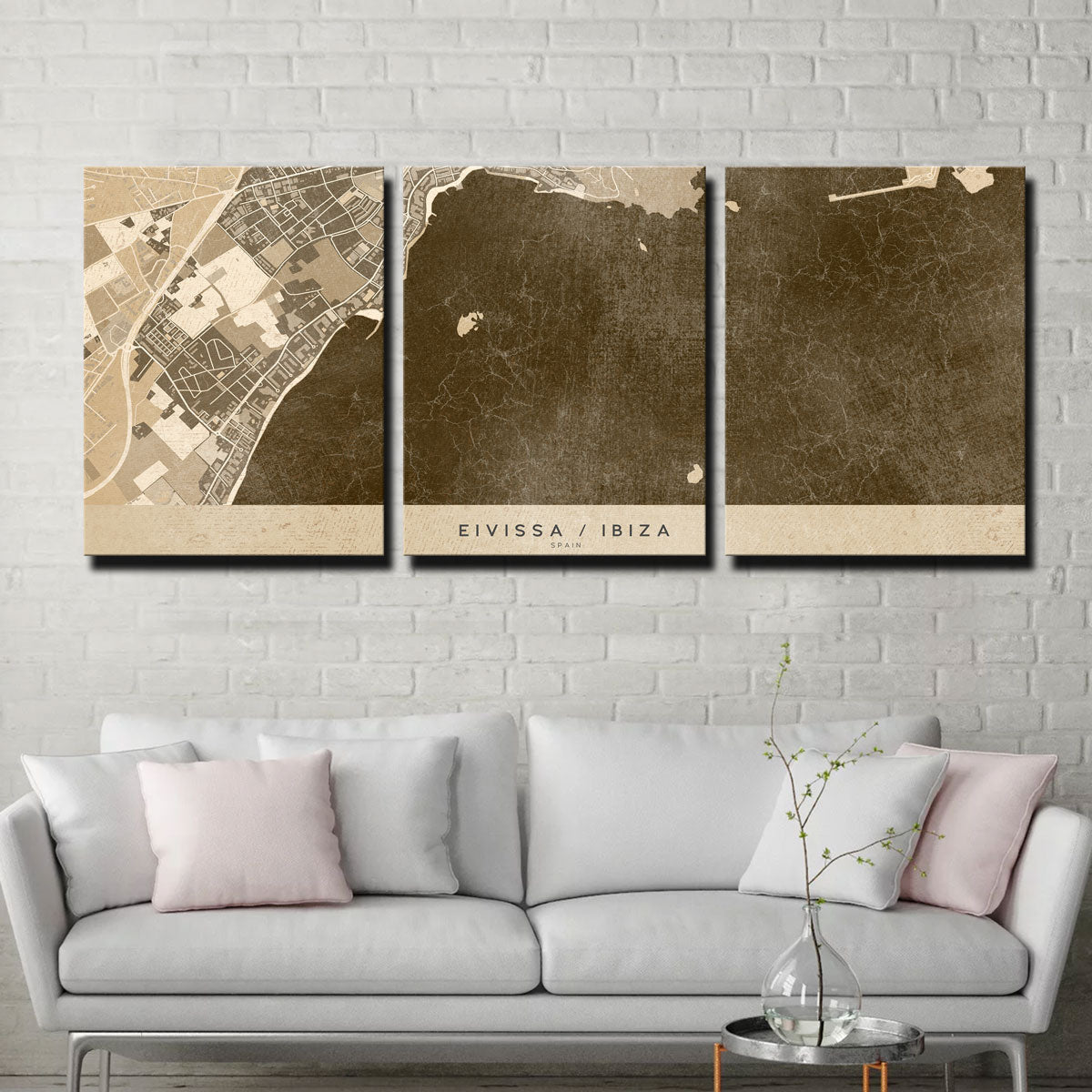 Stunning Eivissa Map Wall Art by Blursbyai