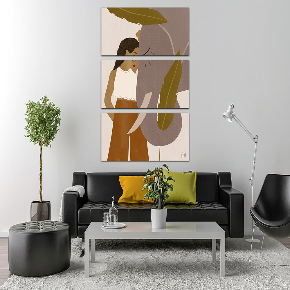 Charming Girl And Elephant Wall Art by Birch & Ink Sisters