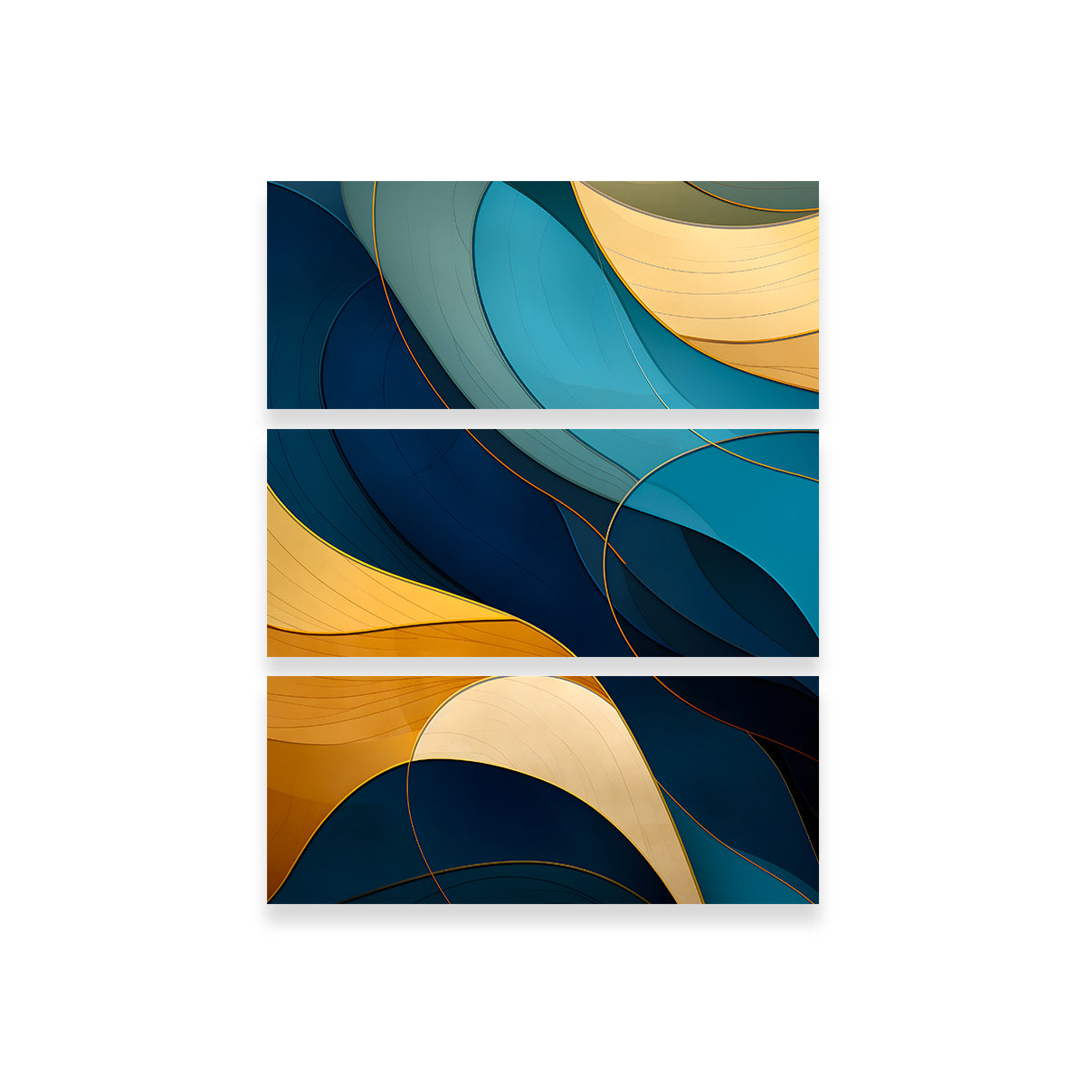 Abstract Blue Gold Waves 42 Wall Art - Stunning Sustainable Canvas Print