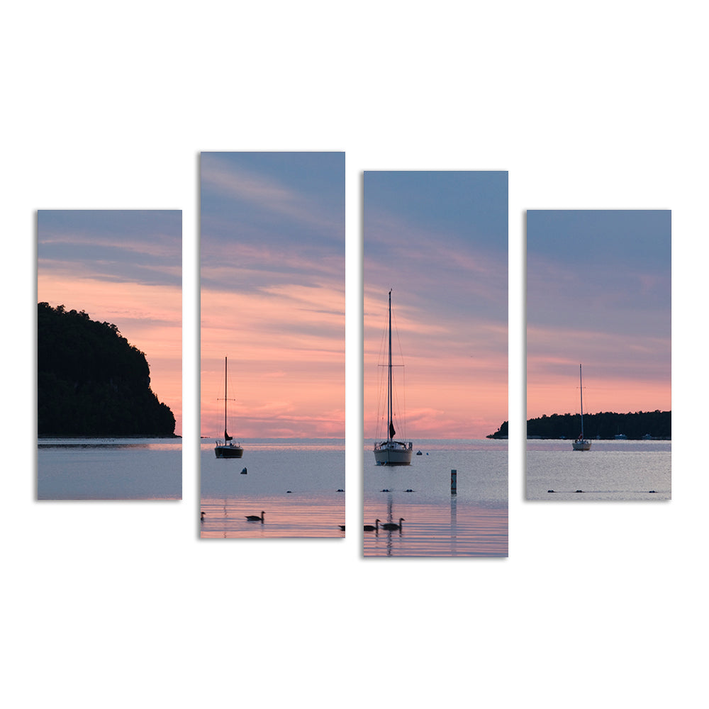 Stunning Sailboats At Sunset Wall Art for Door County Decor