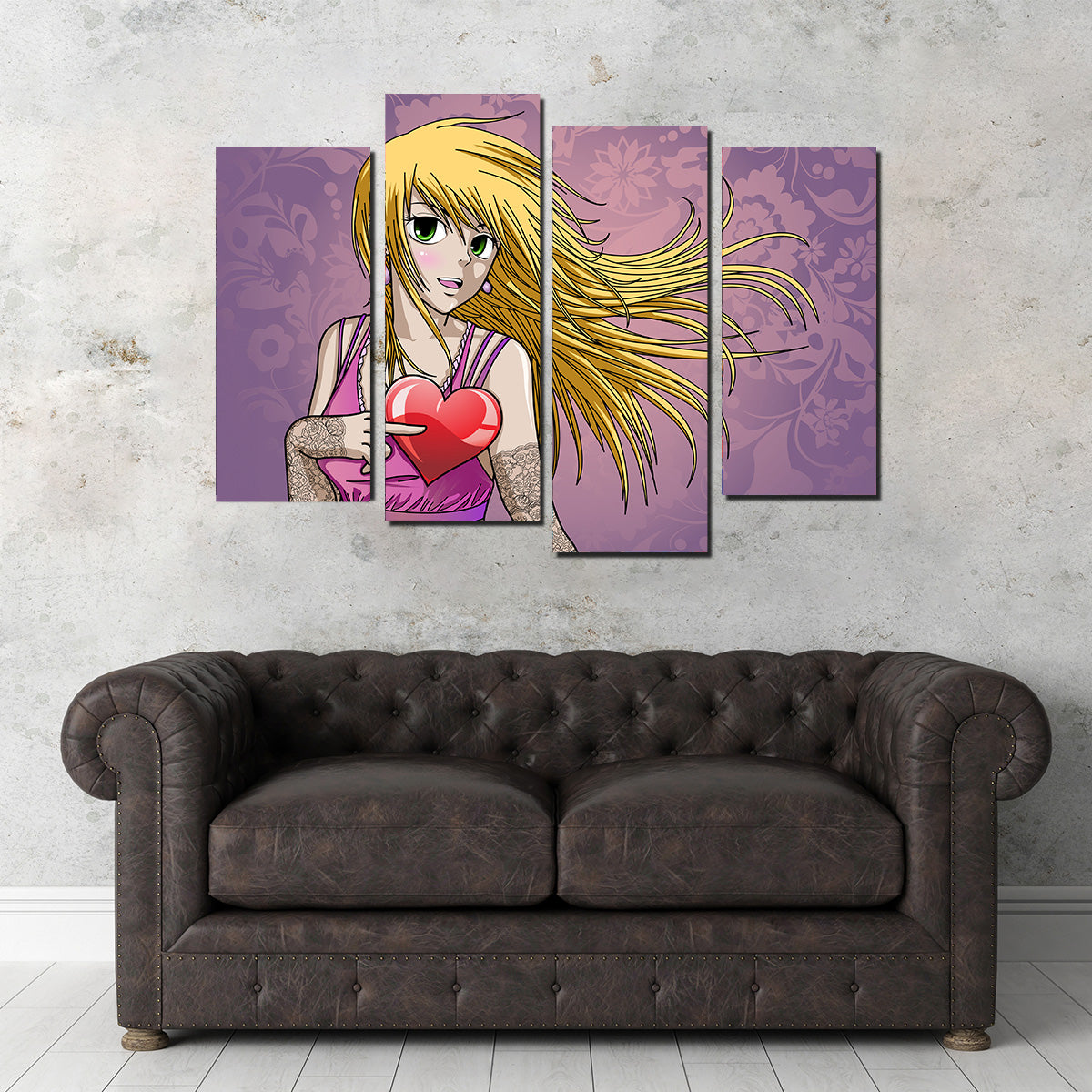 Charming Girl Holding Heart Wall Art