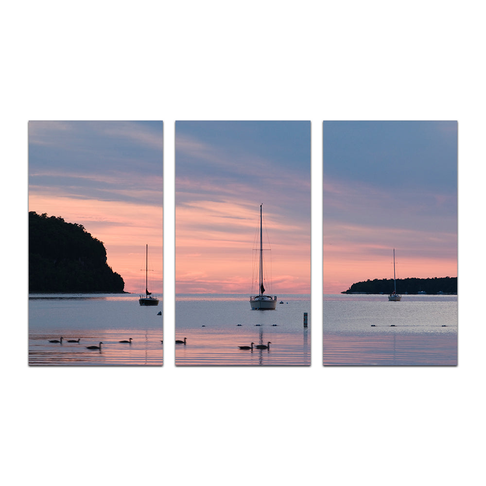 Stunning Sailboats At Sunset Wall Art for Door County Decor