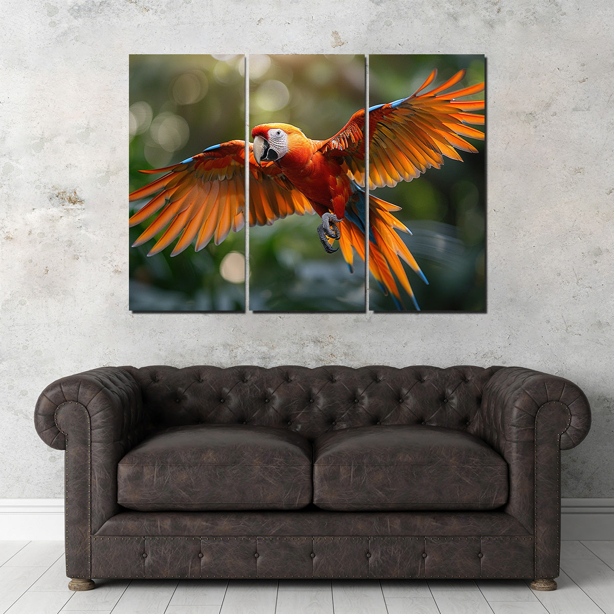 Stunning Scarlet Macaw in Flight Wall Art for Home Decor