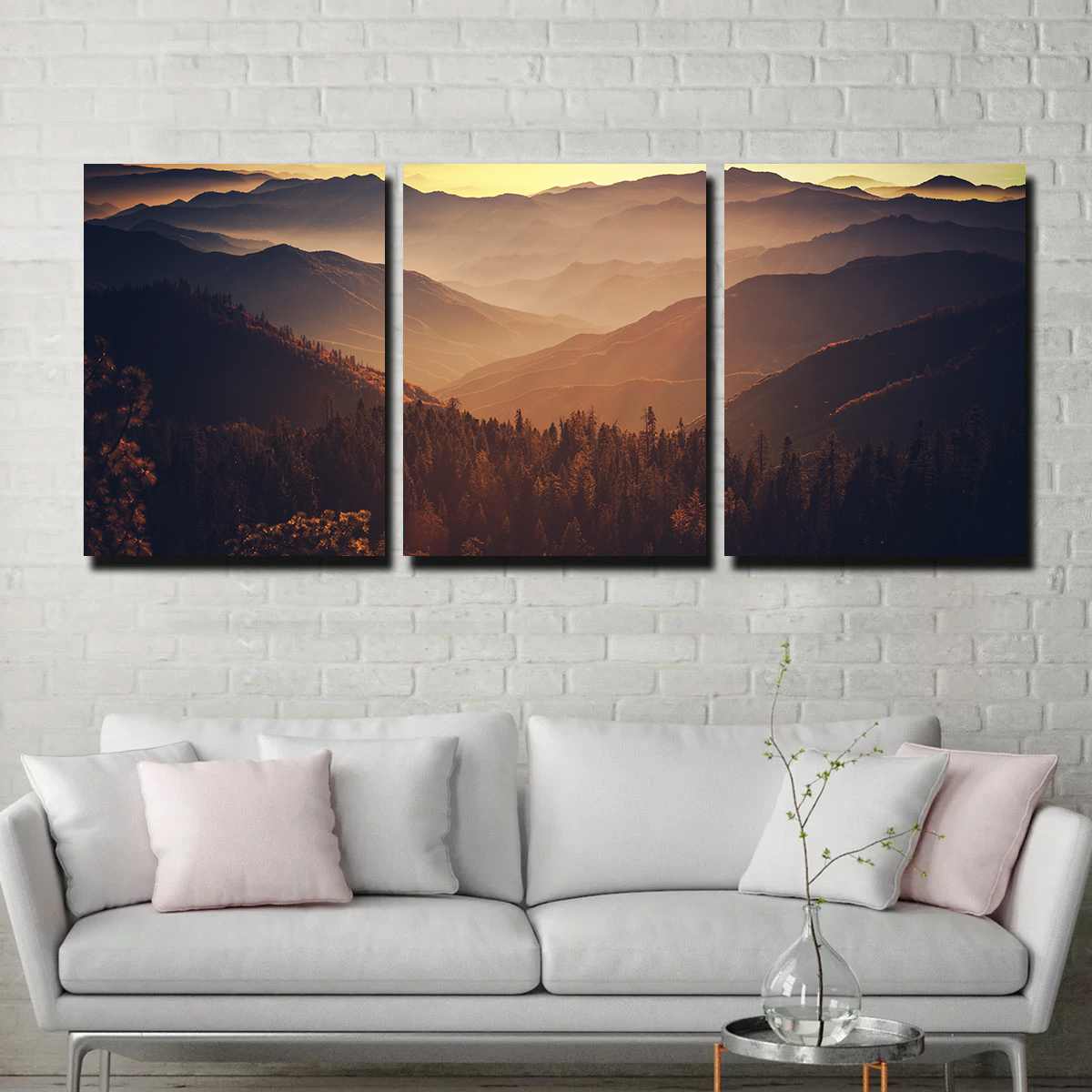 Breathtaking Scenic Sunset Wall Art of Sierra Nevada Mountains