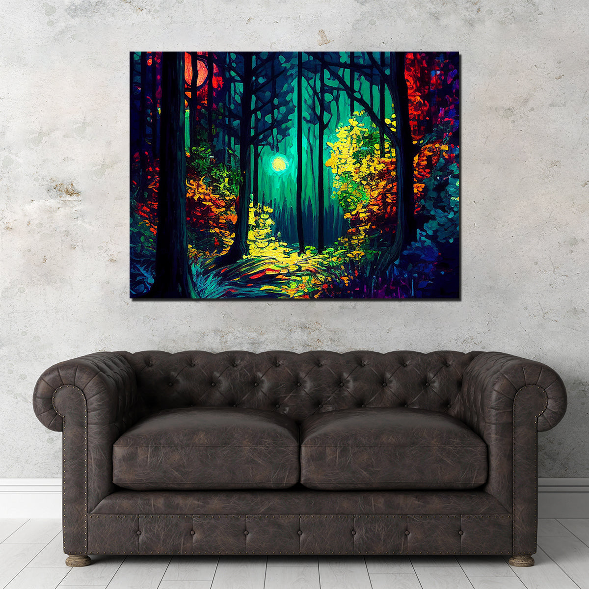 Enchanting Moon Through The Forest Wall Art - Museum Quality Decor