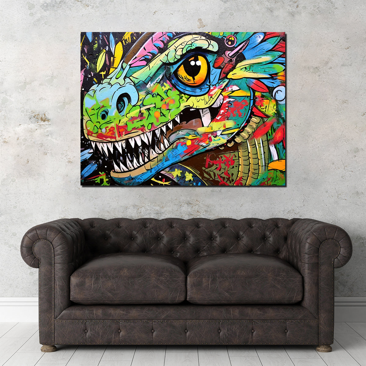 Stunning Dinosaur Graffiti Wall Art by Stephen Chambers