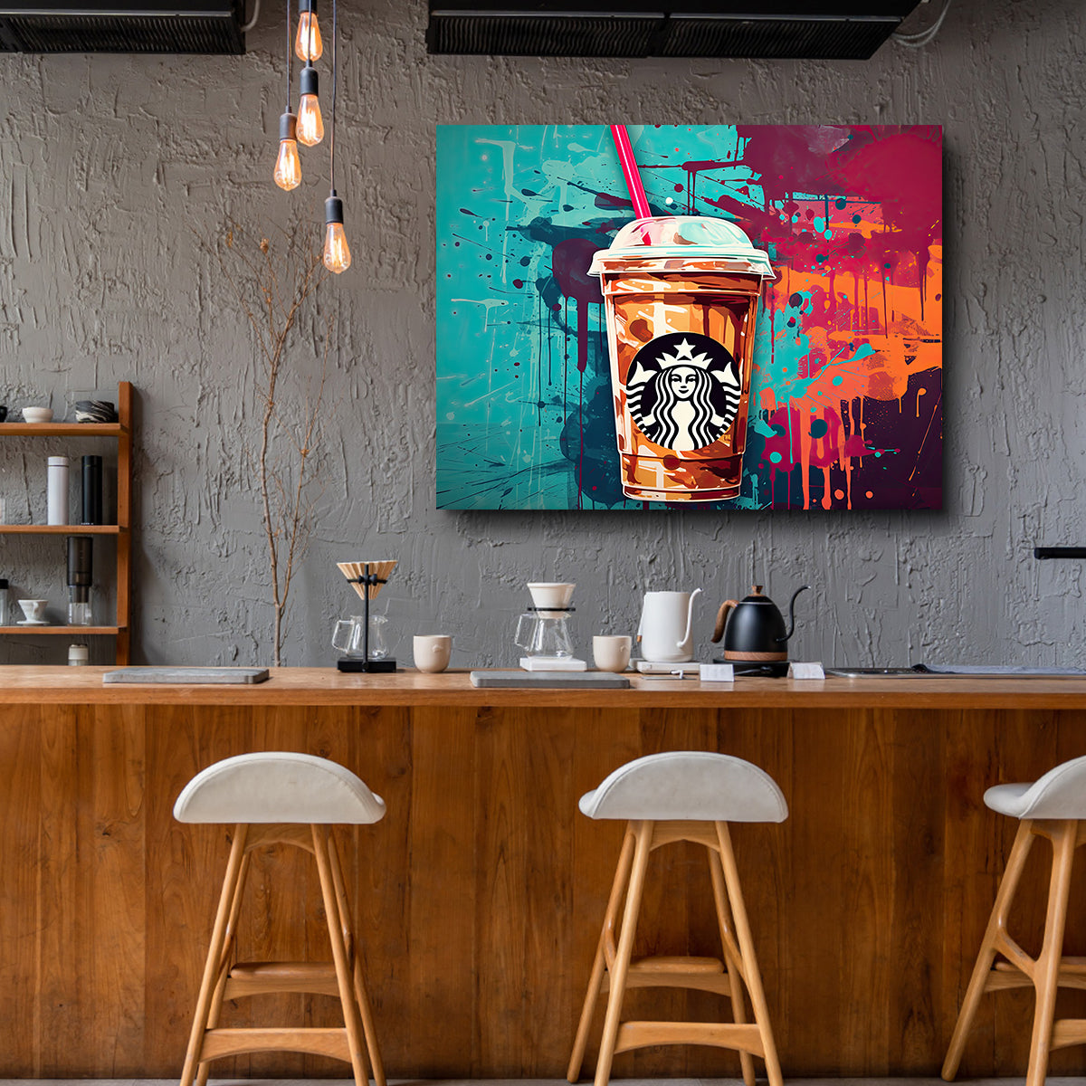 Unique Starbucks Coffee Warhol-inspired Wall Art by Ralph & Laura Design