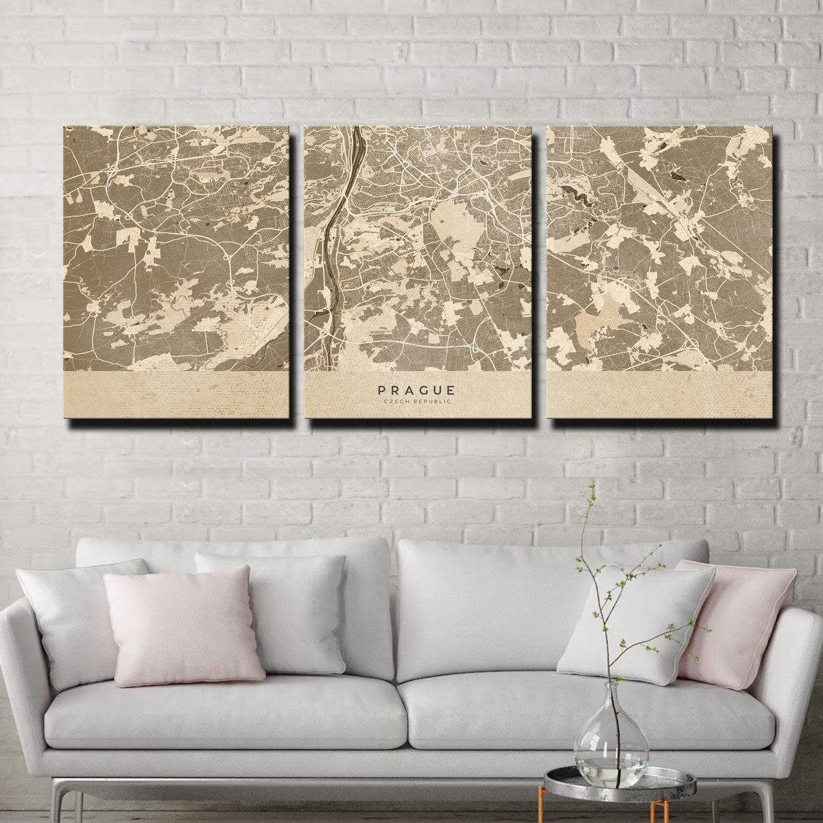 Prague Map Wall Art - Stunning Handmade Canvas Print
