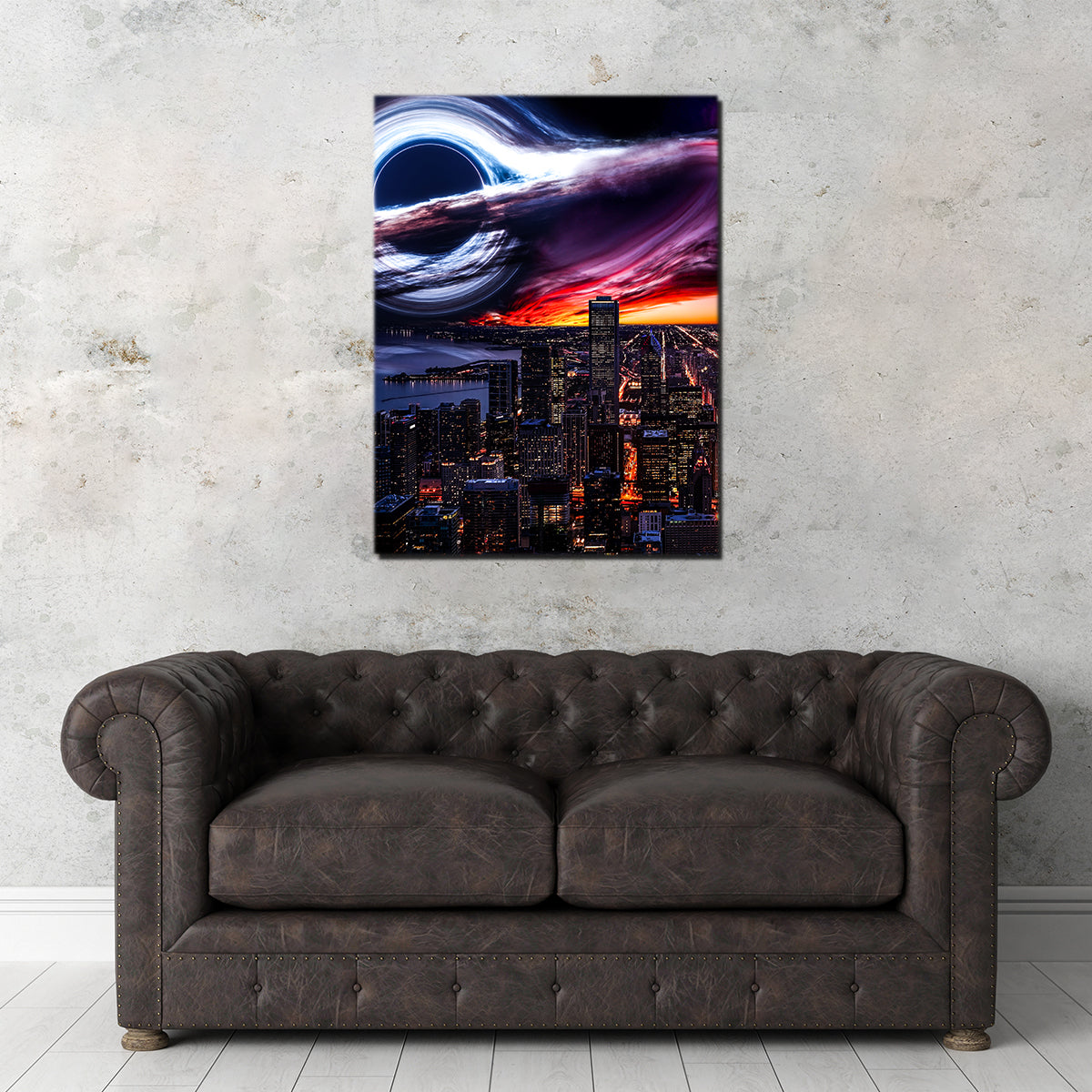 Exquisite Black Hole City Wall Art by George Sorin
