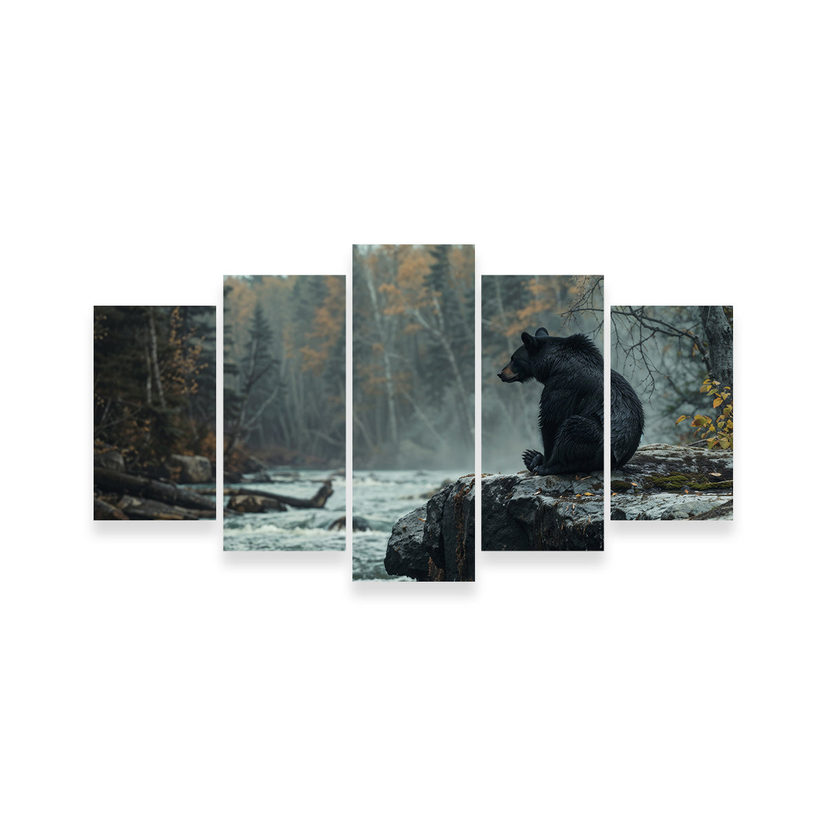 Stunning Black Bear River Wall Art for Home Decor