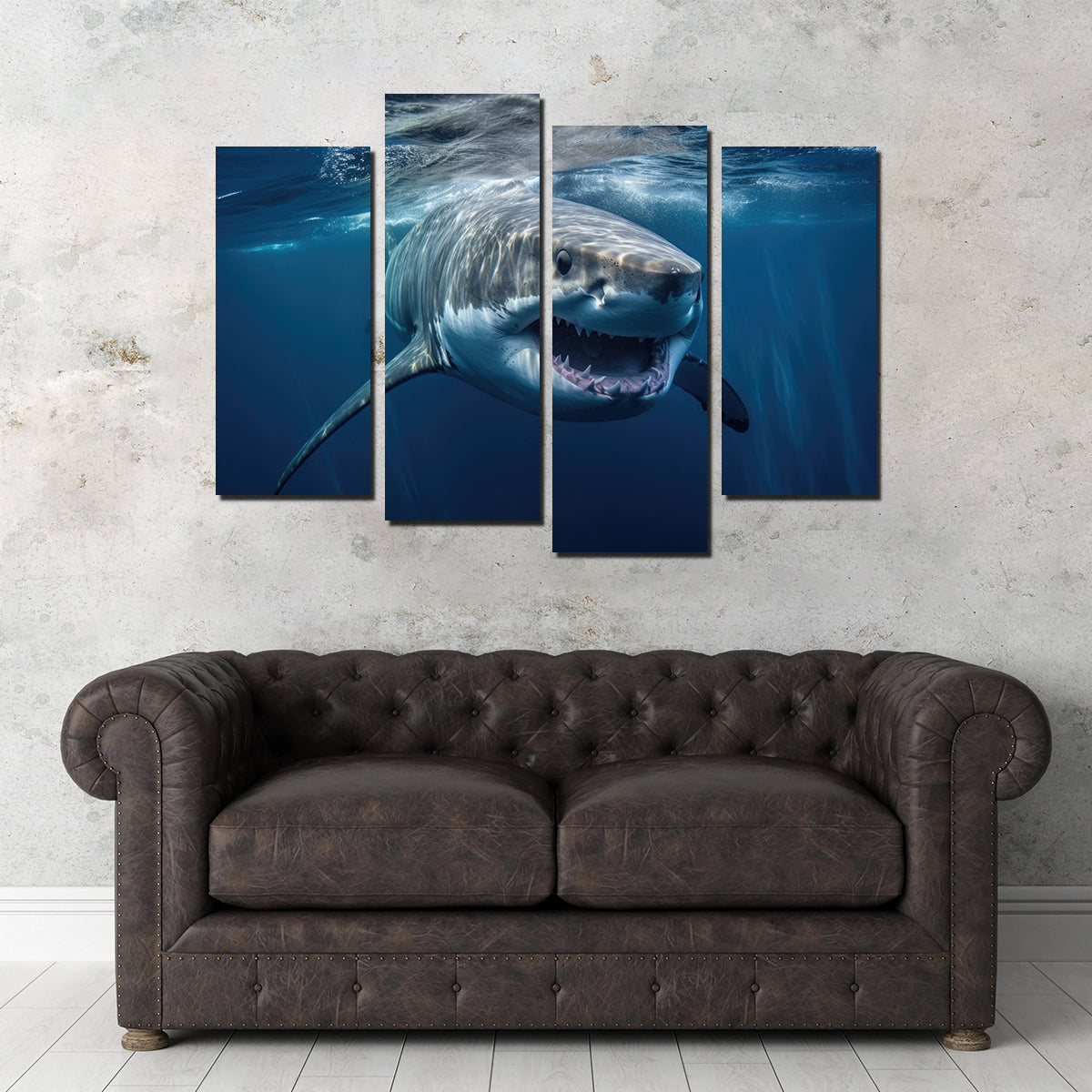 Stunning Great White Close - up Wall Art for Striking Home Decor