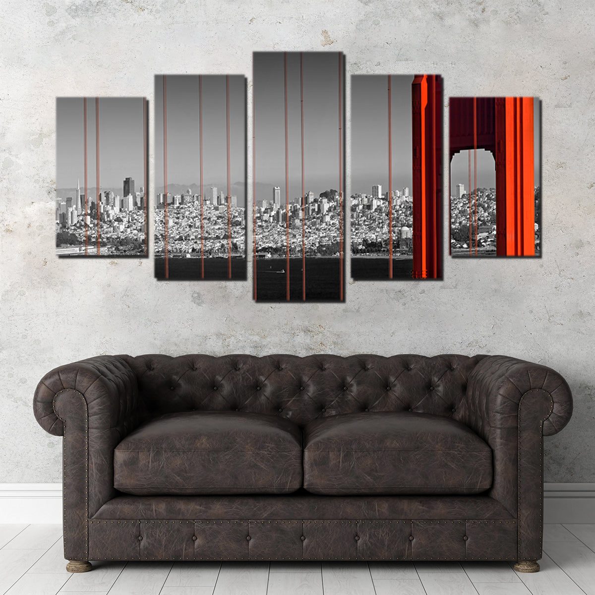 Stunning Golden Gate Bridge - Panoramic Downtown View Wall Art by Melanie Viola