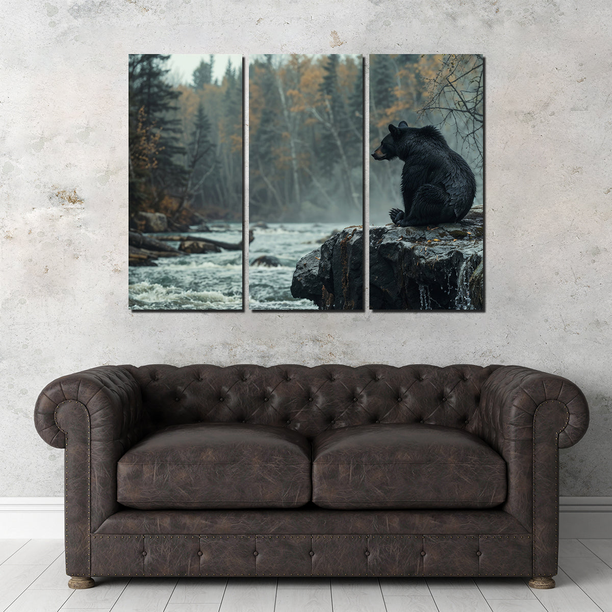 Stunning Black Bear River Wall Art for Home Decor