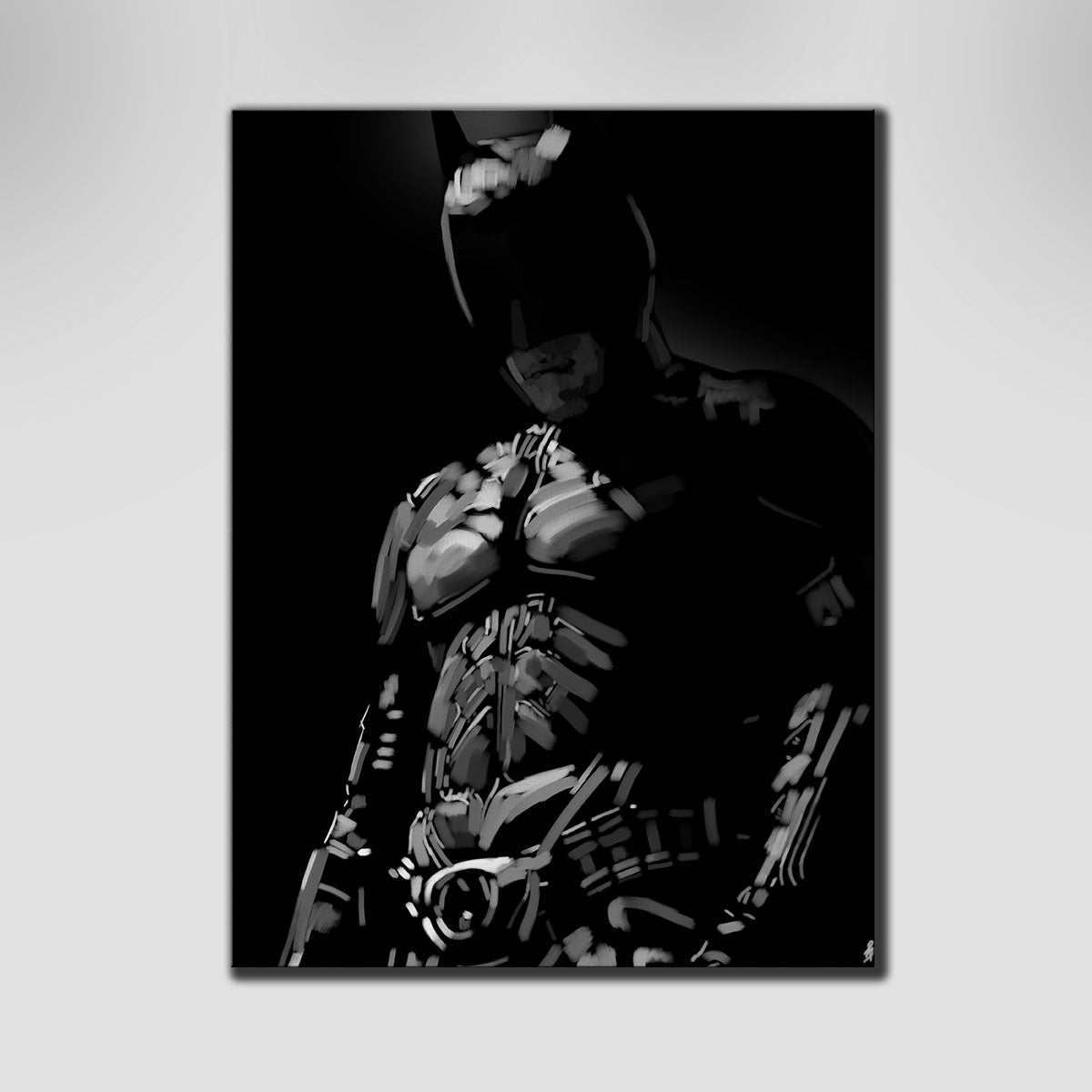 Stunning Grayscale Dark Knight Wall Art by Andy Brackpool