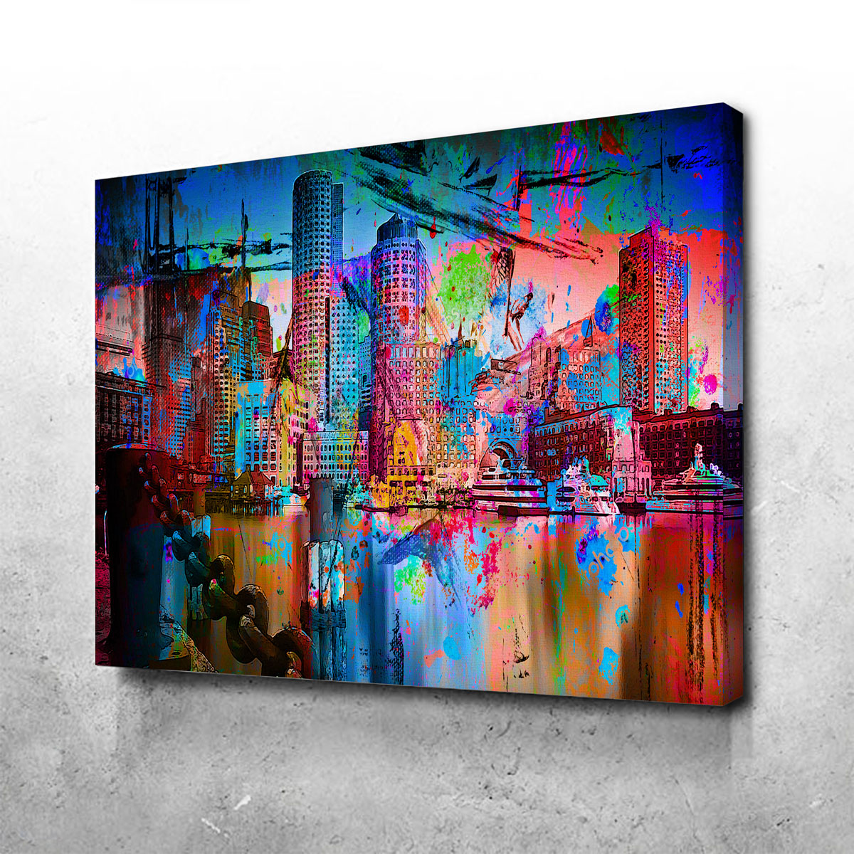 Stunning Abstract Boston Skyline Wall Art for Modern Interiors