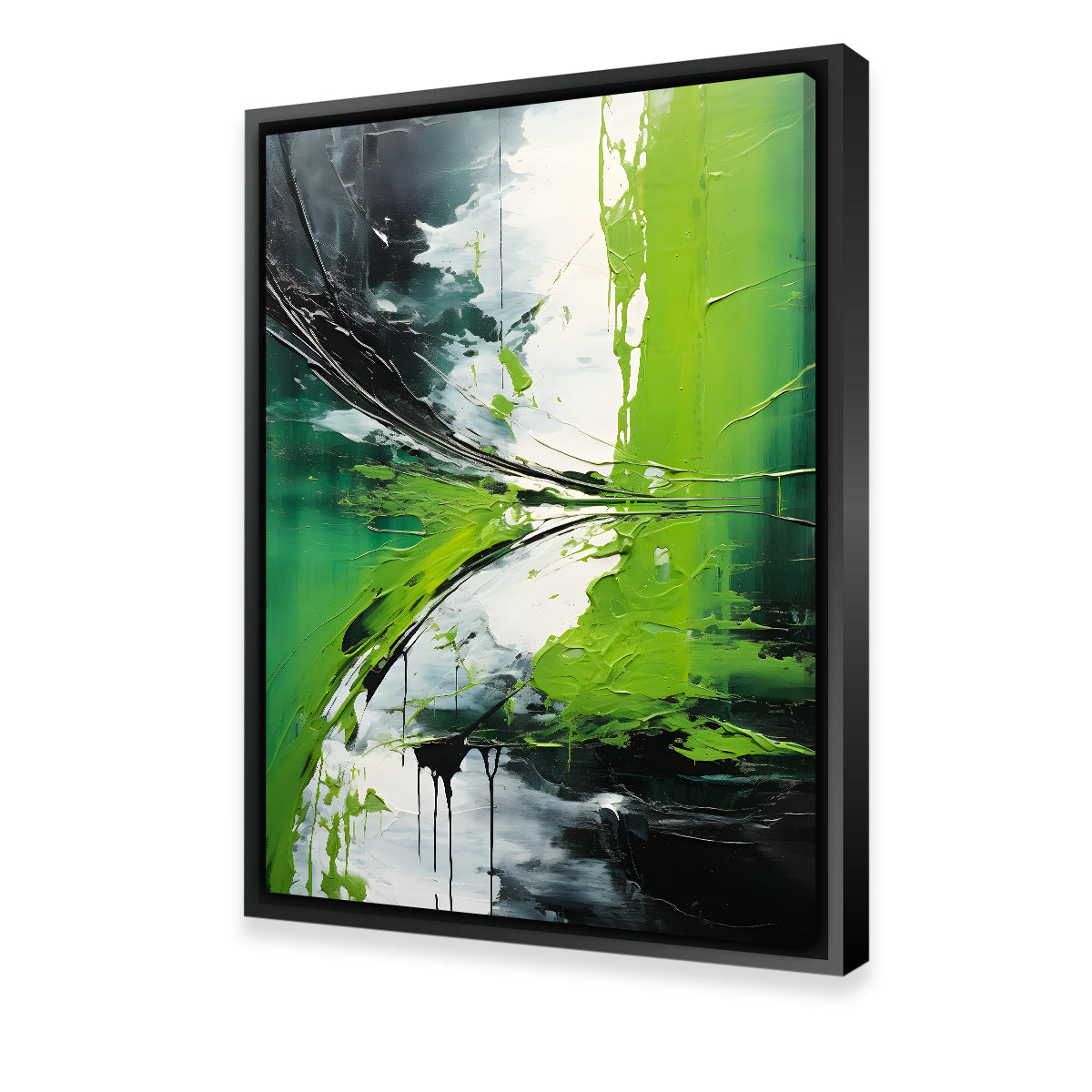 Stunning Abstract Green and White Shapes 1 Wall Art for Modern Decor