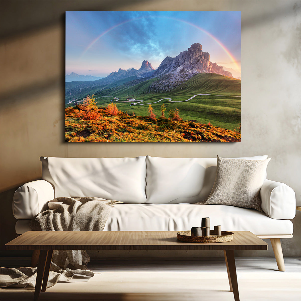 Stunning Rainbow In The Alps Wall Art for Home Decor