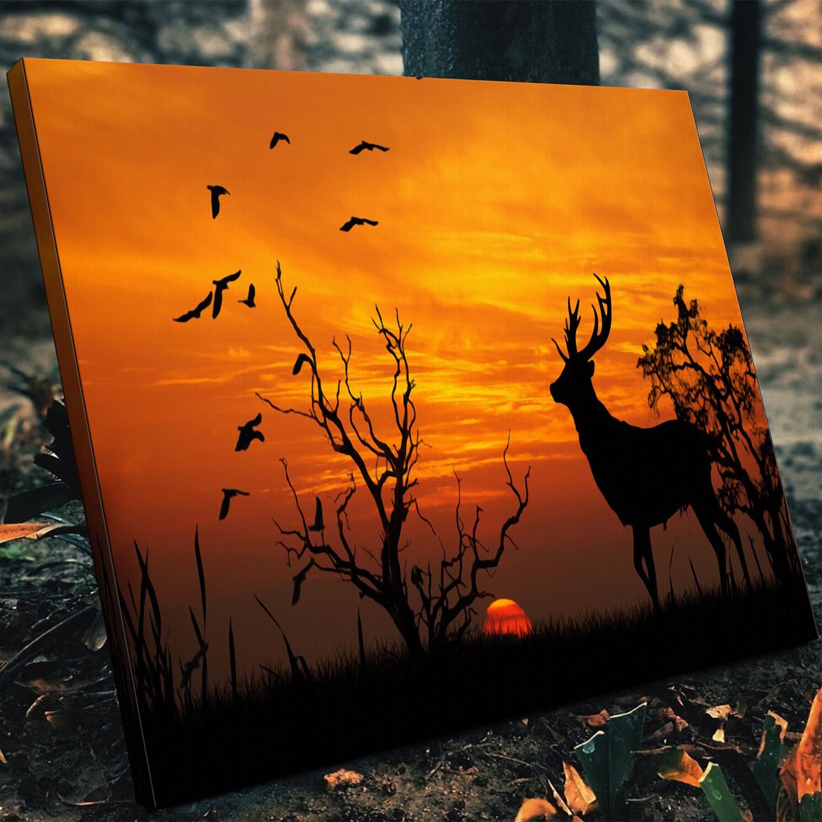 Stunning Deer In The Sunset Wall Art for Home Decor