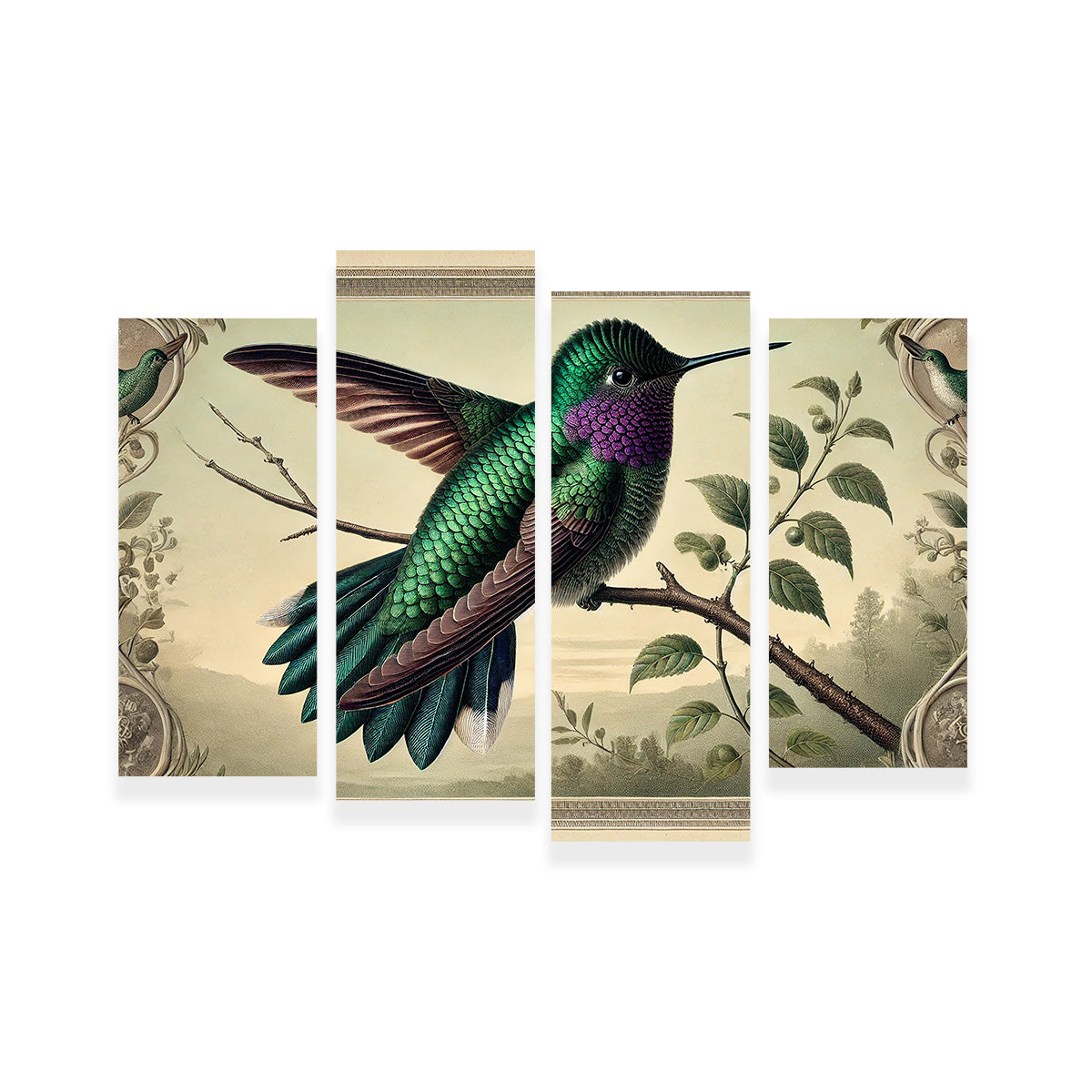 Stunning JJ Audubon's Style Hummingbird Print Wall Art for Home Decor