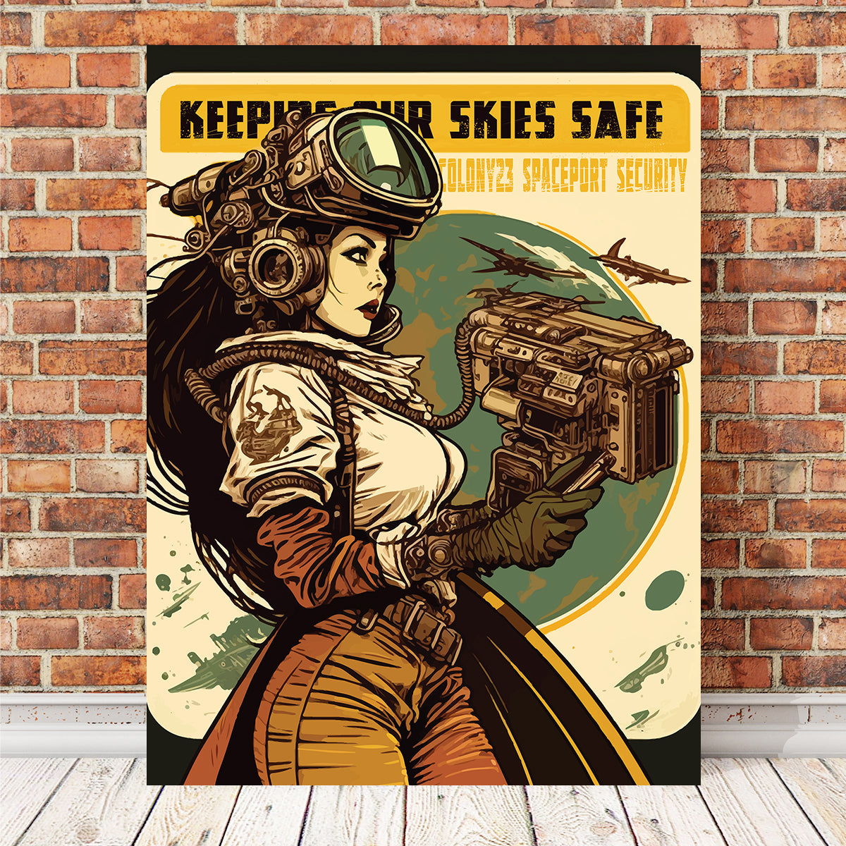 Steampunk Wall Art: Keeping Our Skies Safe - Unique Decor for Your Space