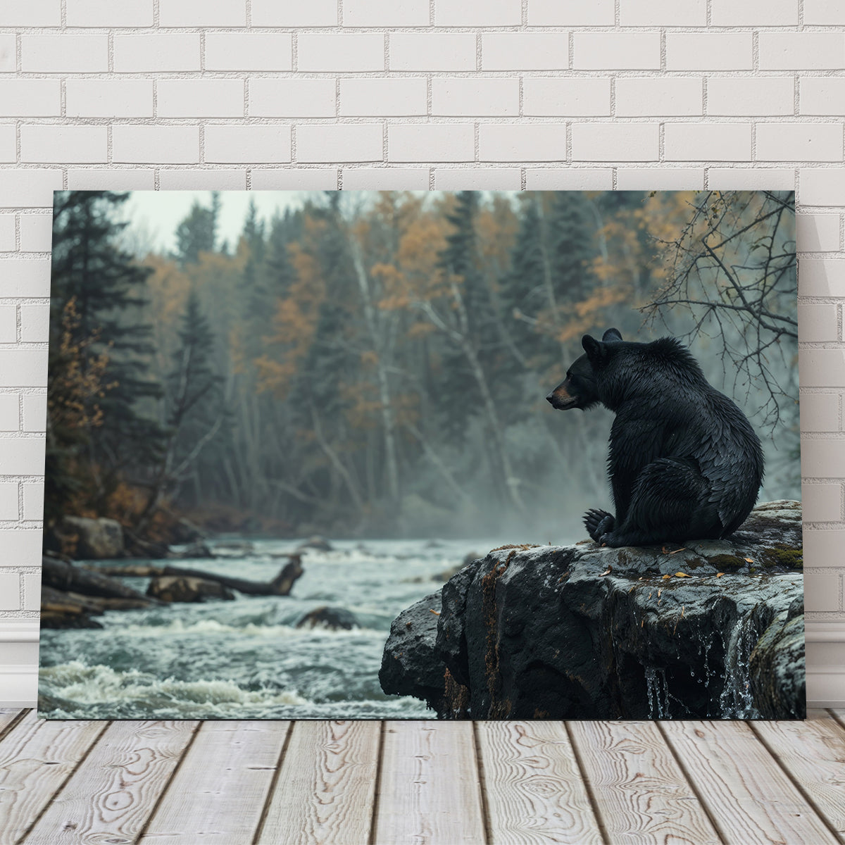 Stunning Black Bear River Wall Art for Home Decor