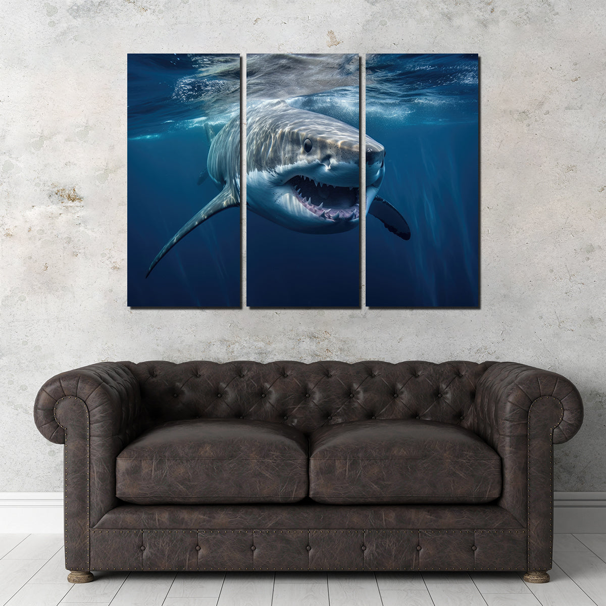 Stunning Great White Close - up Wall Art for Striking Home Decor