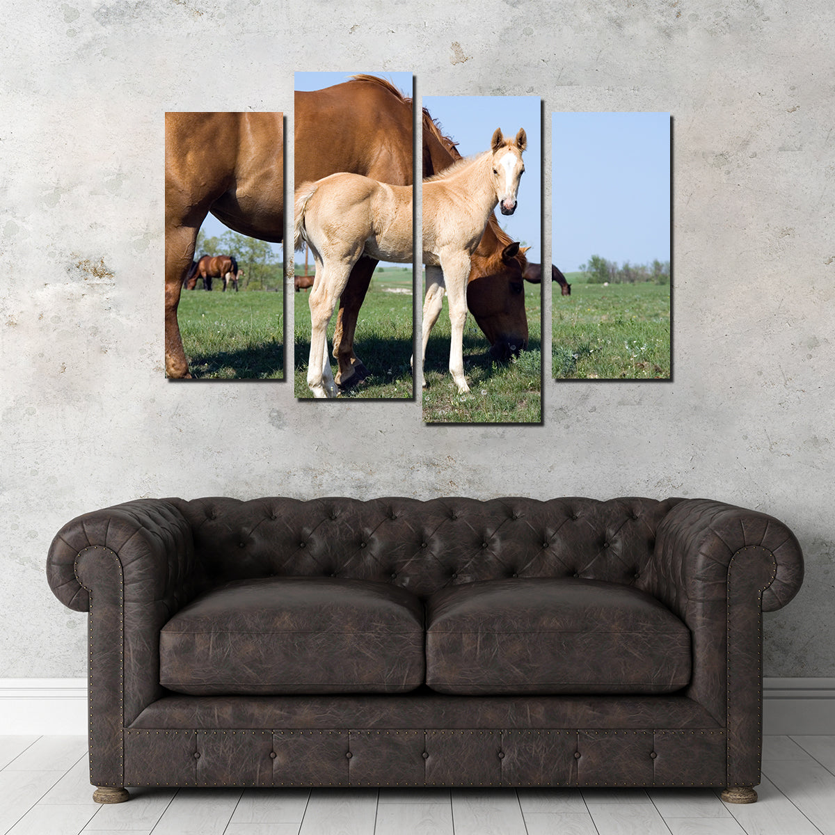 Exquisite Palomino Quarter Horse Foal and Mare Wall Art for Your Home Decor